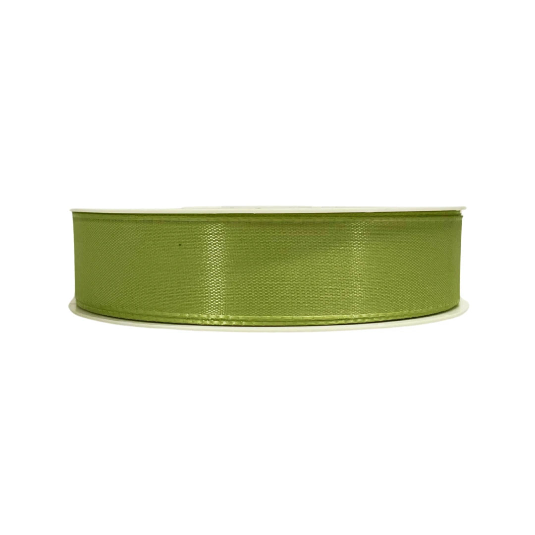 ruban taffetas vert tilleul en bobine de 50 m, 4 largeurs (8 / 15 / 25 / 40 mm). Idéal pour emballage décoratif, boutique, événements