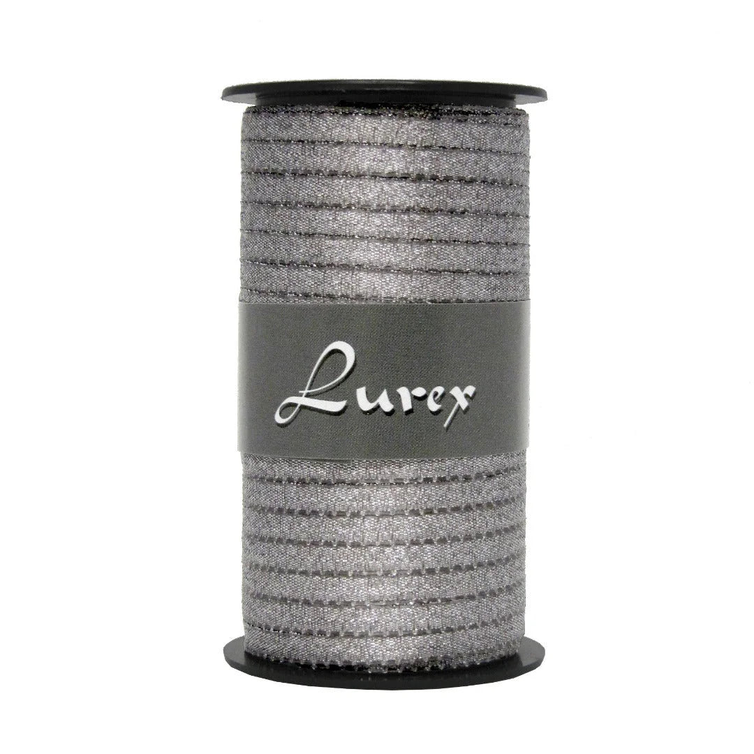 Bobine de ruban tissu lurex argenté 5 mm x 50 m pour emballage et décoration de vitrine en magasin
