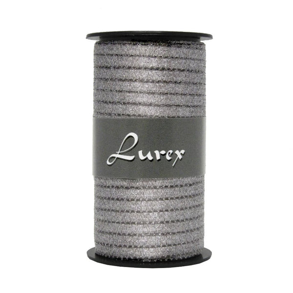 Bobine de ruban tissu lurex argenté 5 mm x 50 m pour emballage et décoration de vitrine en magasin