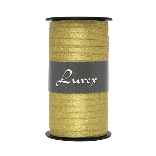 Bobine de ruban tissu lurex doré 5 mm x 50 m pour compositions florales et emballages cadeaux