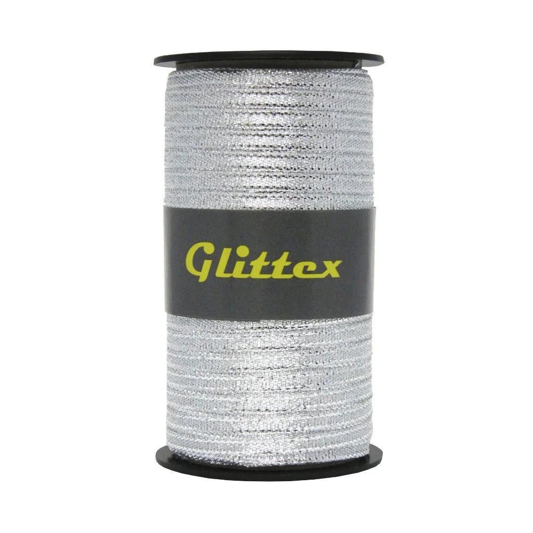 Bobine de ruban tissu métallisé coloris argent, largeur 5 mm, 50 m, pour boutique et fleuriste