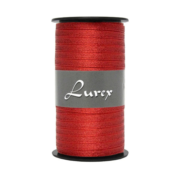 Bobine de ruban tissu métallisé coloris rouge, largeur 5 mm, 50 m, idéal décoration festive et emballage