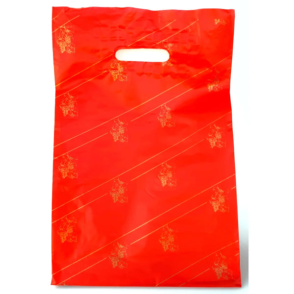 Sac plastique bouteille de vin motif vigne doré sur fond noir, format 2 et 3 bouteilles
