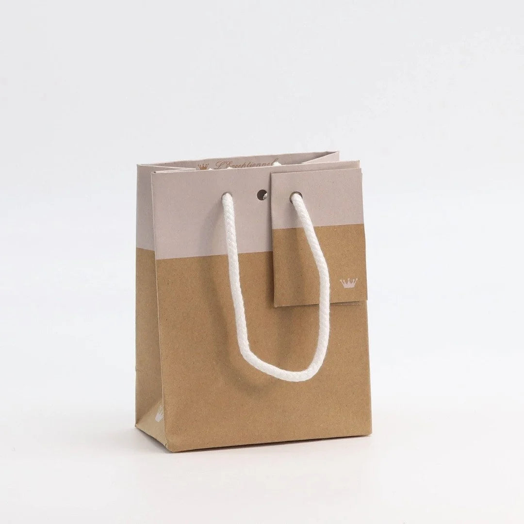 Sac kraft naturel blanc L'Exceptionnel Line avec poignées cordon – emballage cadeau professionnel