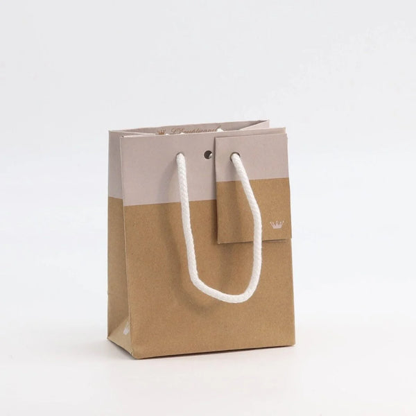 Sac kraft naturel blanc L'Exceptionnel Line avec poignées cordon – emballage cadeau professionnel