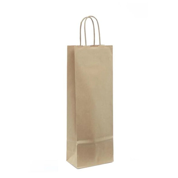 Sac kraft brun pour 1 bouteille avec poignées torsadées – emballage professionnel