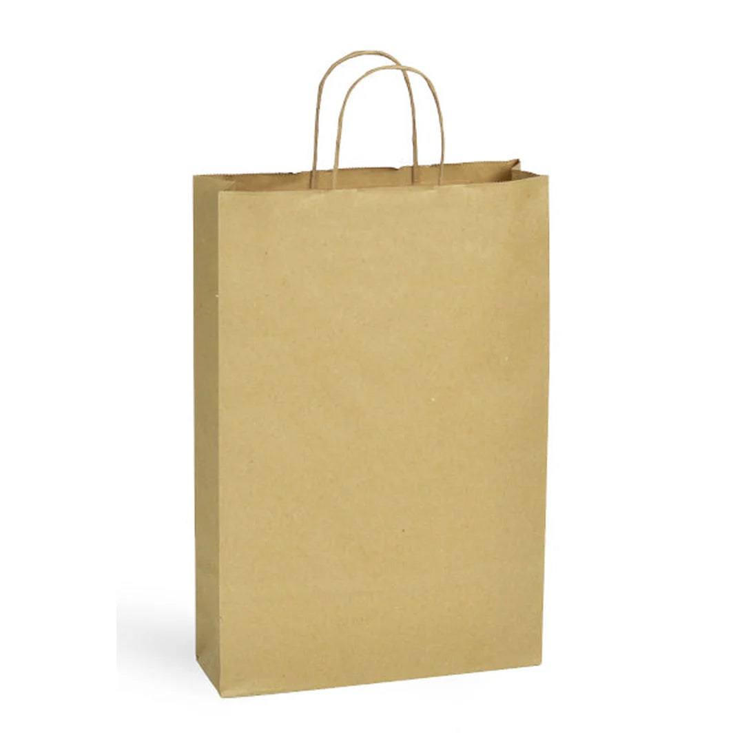 Sac kraft brun pour 3 bouteilles avec carton séparateur et poignées torsadées