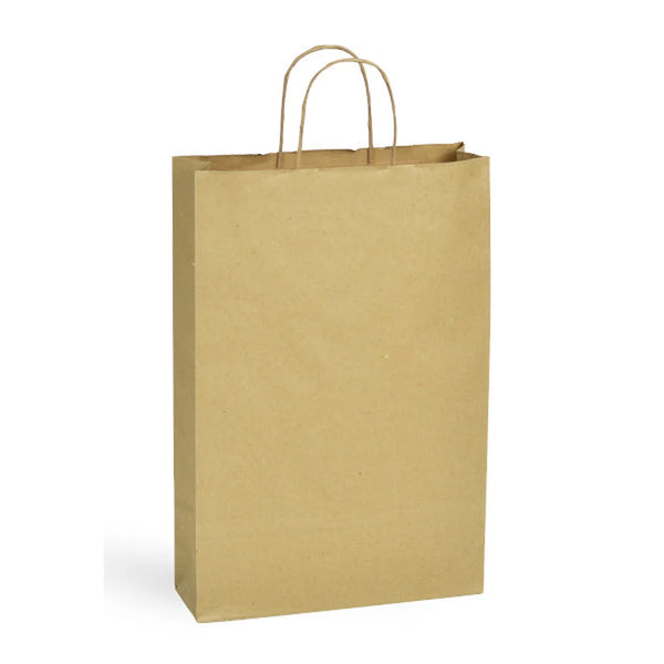 Sac kraft brun pour 3 bouteilles avec carton séparateur et poignées torsadées