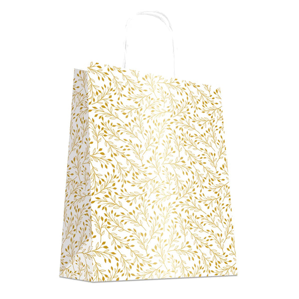 Sac kraft blanc doré emballage cadeau pour commerces et boutiques — vue de face