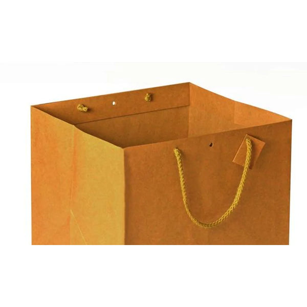 Sac kraft brun Chic Nature format cube porte-bouquet et catering, papier 175 g/m² avec fond cartonné renforcé