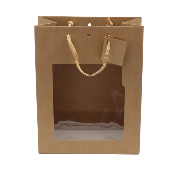 Sac kraft brun format classic avec fenêtre transparente et poignées cordelières