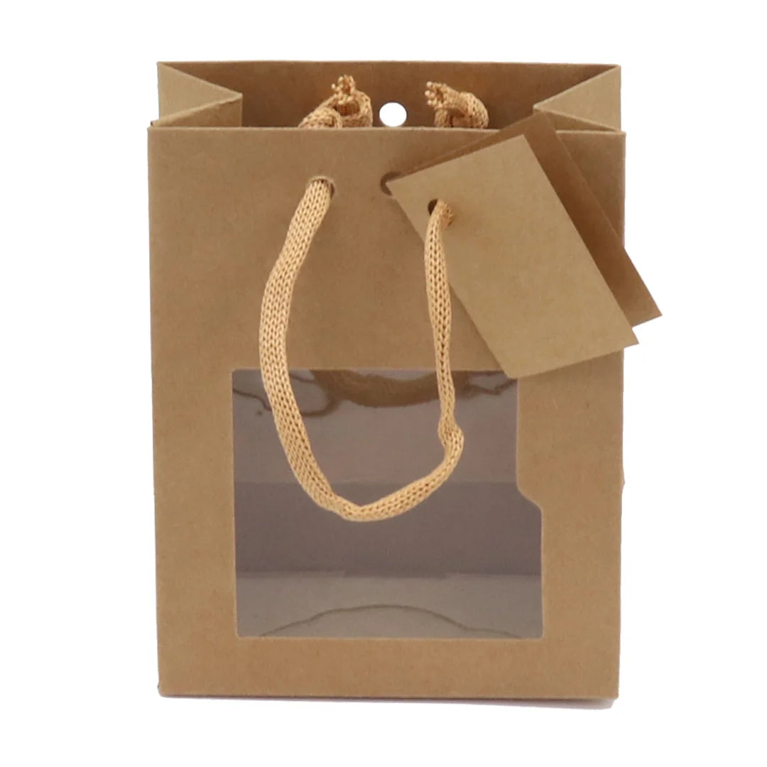 Sac papier kraft brun format middle avec fenêtre PET – boutique cadeaux et pâtisserie