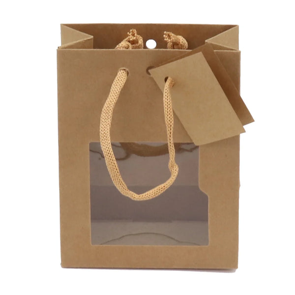 Sac papier kraft brun format middle avec fenêtre PET – boutique cadeaux et pâtisserie