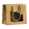 Sac kraft brun naturel avec fenêtre PET et poignées cordelières – format horizontal