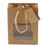 Sac kraft brun naturel format small avec fenêtre PET et poignées cordelières