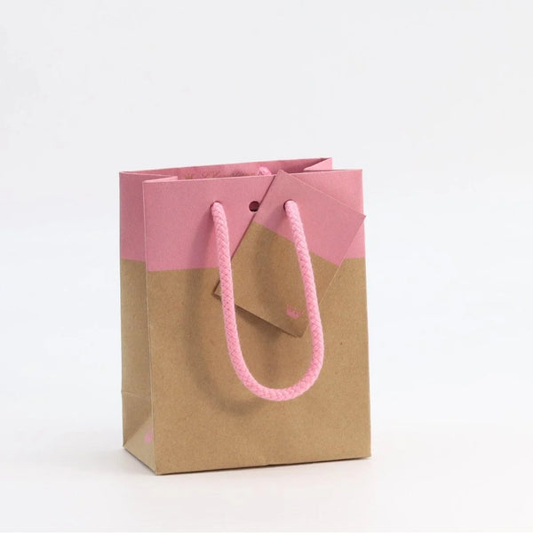 Détail sac kraft naturel imprimé rose collection L'Exceptionnel Line pour boutique haut de gamme