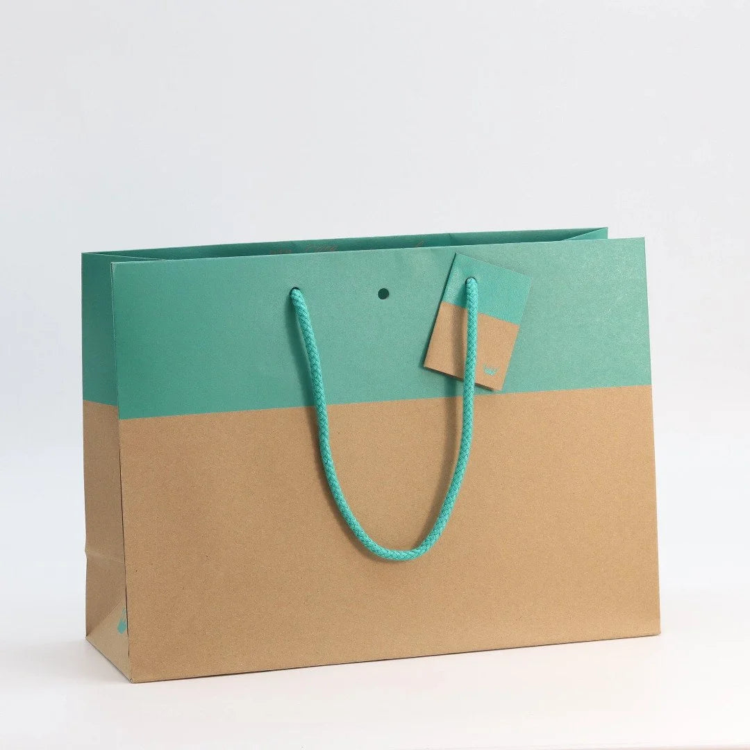 Sac kraft luxe 175 g/m² impression turquoise – format Horizontal, collection L'Exceptionnel Line