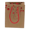 Sac kraft Noël étoiles rouges gaufrées avec fond carton renforcé — emballage cadeau professionnel