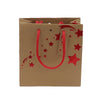 sac kraft Noël 120 g/m² avec étoiles rouges et fond carton renforcé, robuste et recyclable, idéal pour emballages cadeaux, boutiques et épiceries fines