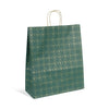 Sac papier kraft vert doré Noël en 3 formats pour emballage cadeau professionnel en boutique