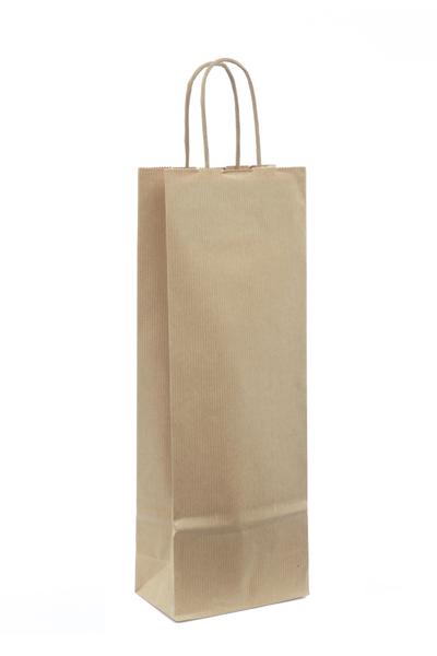 Sac en papier kraft résistant avec poignées torsadées, idéal pour le transport et l’emballage de 1 bouteilles, fabrication européenne