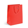 Sac kraft rouge luxe à poignées cordelières papier, grand format 18x22,7 cm, emballage cadeau professionnel