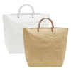 Sac papier double texturé Cuba avec poignées corde coton, coloris blanc et kraft brun, usage boutique