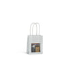 Sac papier kraft blanc avec fenêtre transparente format T1 11,5+6,5x14,7 cm, poignées torsadées