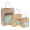 Sac papier kraft brun avec fenêtre transparente et poignées torsadées pour commerce