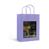 Sac papier kraft lavande avec fenêtre transparente format T3 22+11x28 cm, poignées torsadées