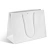 Sac papier luxe blanc mat recyclé pour boutique professionnelle — vue horizontale