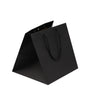 Sac papier luxe noir intense format cube, kraft 175 g/m² avec fond cartonné et poignées tressées