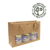 Confiturier vitrine kraft brun avec fenêtre, 175 g/m², poignées cordelières et fond renforcé, carte cadeau incluse. Élégant et recyclable. 80% recyclé