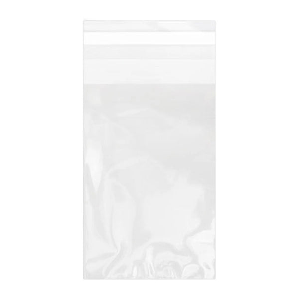 sachet polypropylène transparent avec bande adhésive, vendu par 50 pièces, idéal pour biscuits, confiseries, petits objets et emballages cadeaux