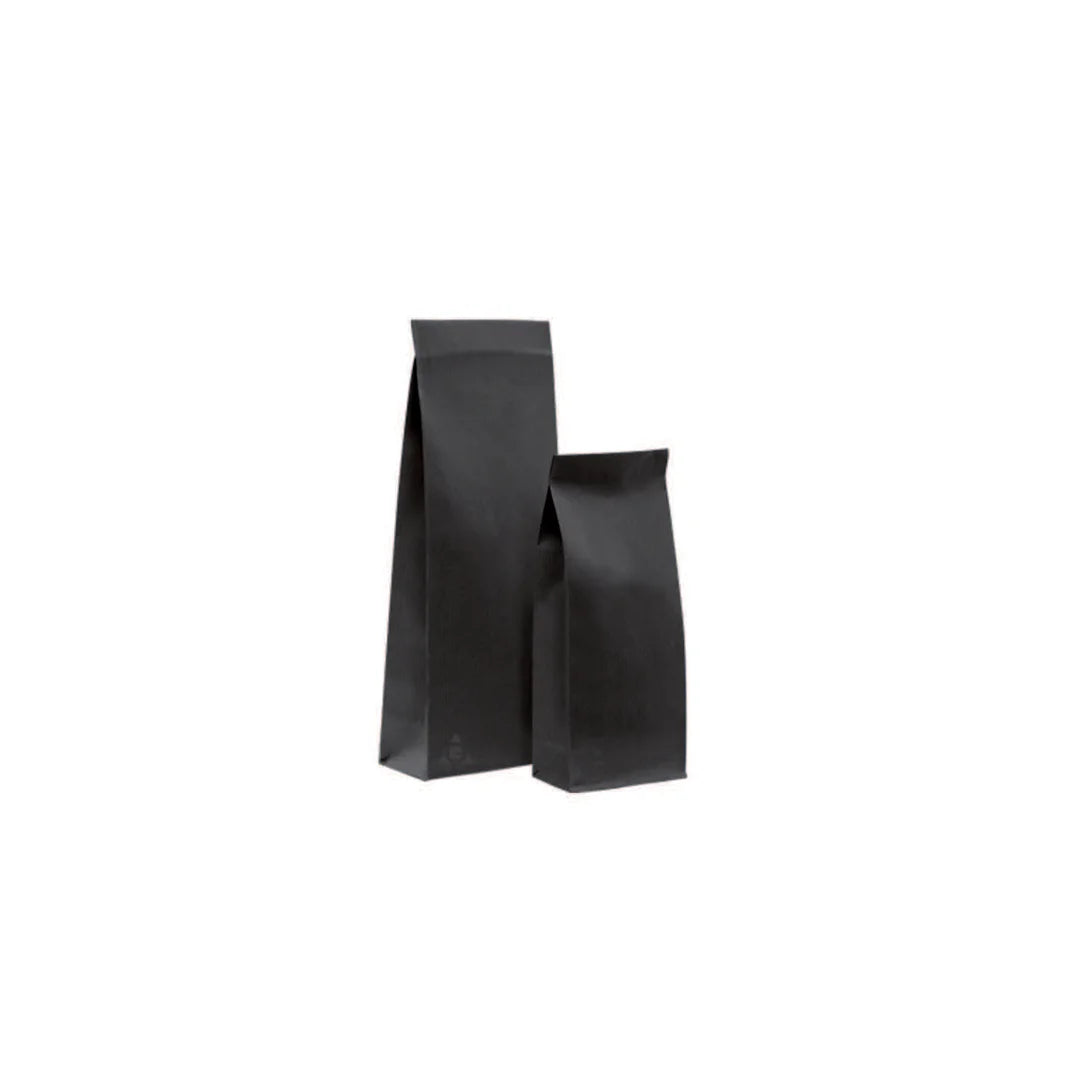 Sachet SOS kraft noir sans fenêtre à fond plat, apte au contact alimentaire, format T1