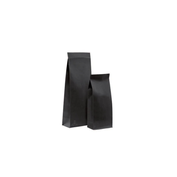 Sachet SOS kraft noir sans fenêtre à fond plat, apte au contact alimentaire, format T1