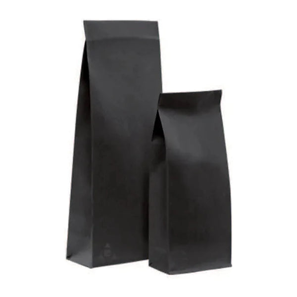 Sachet SOS kraft noir sans fenêtre à fond plat, apte au contact alimentaire, format T1