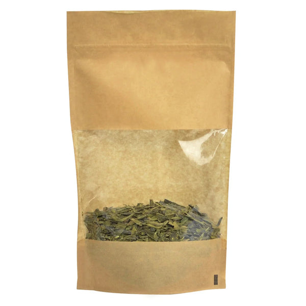 Sachet zip kraft fenêtre pour épicerie fine, idéal pour fruits secs, épices et thés en vrac