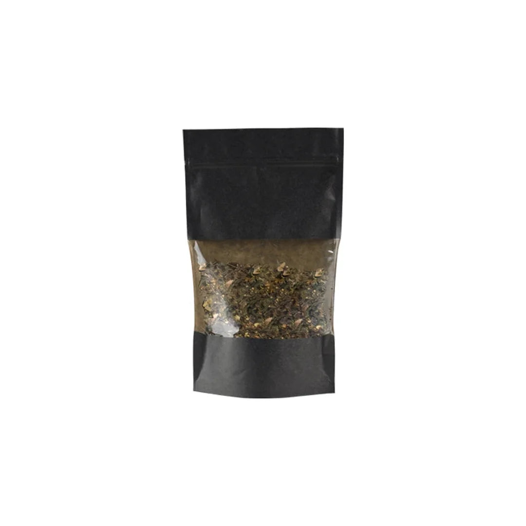 Sachet zip noir avec fenêtre transparente pour conditionnement alimentaire professionnel