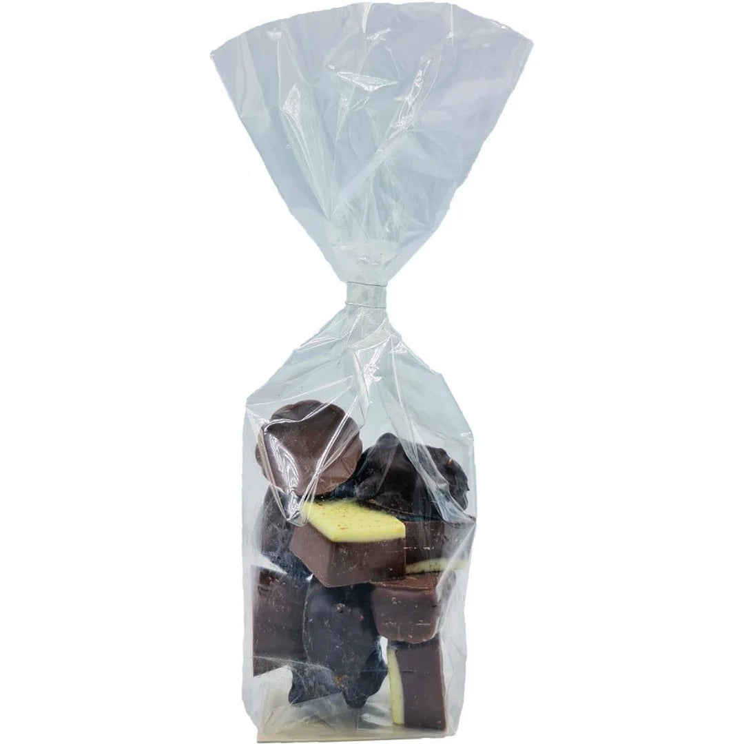 Sachets confiseur transparents fond argenté en 4 formats pour chocolatier, confiseur et épicerie fine