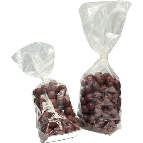 Sachets confiseur transparents avec fond carton argenté en polypropylène alimentaire, lot de 100 pièces