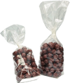 Sachets confiseur transparents avec fond carton argenté – emballages alimentaires stables et élégants pour chocolats, biscuits et confiseries