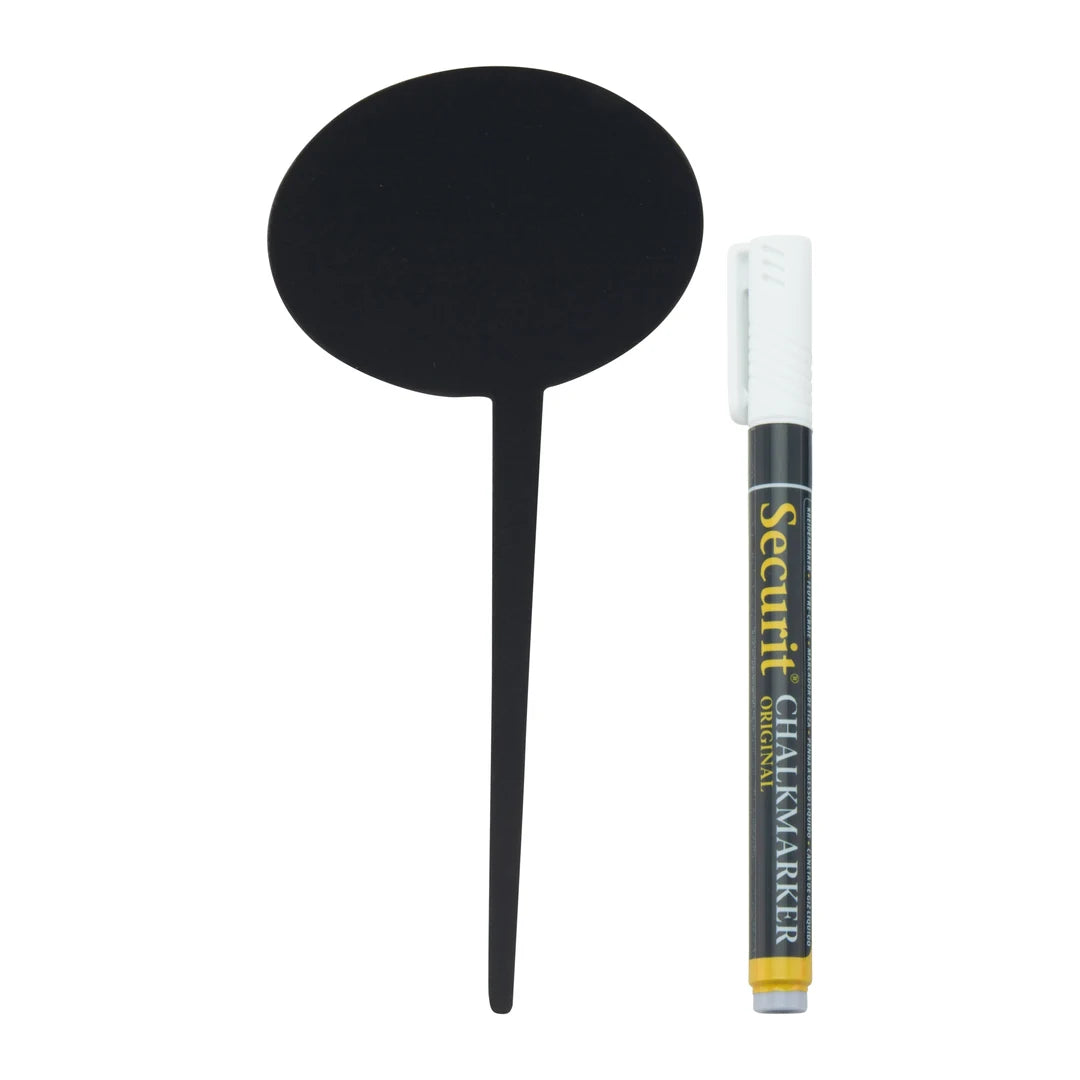 Lot de 5 silhouettes ardoise noire forme bulle 18 cm avec feutre-craie pour étiquetage en magasin