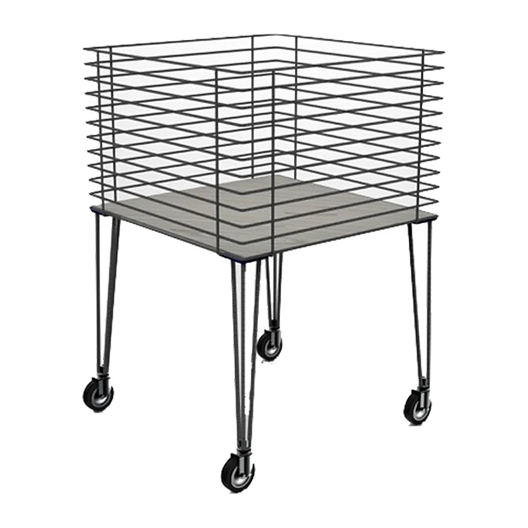Grand soldeur professionnel à barres d'armature avec plateau en tôle et roulettes, 60 x 60 x H 100 cm