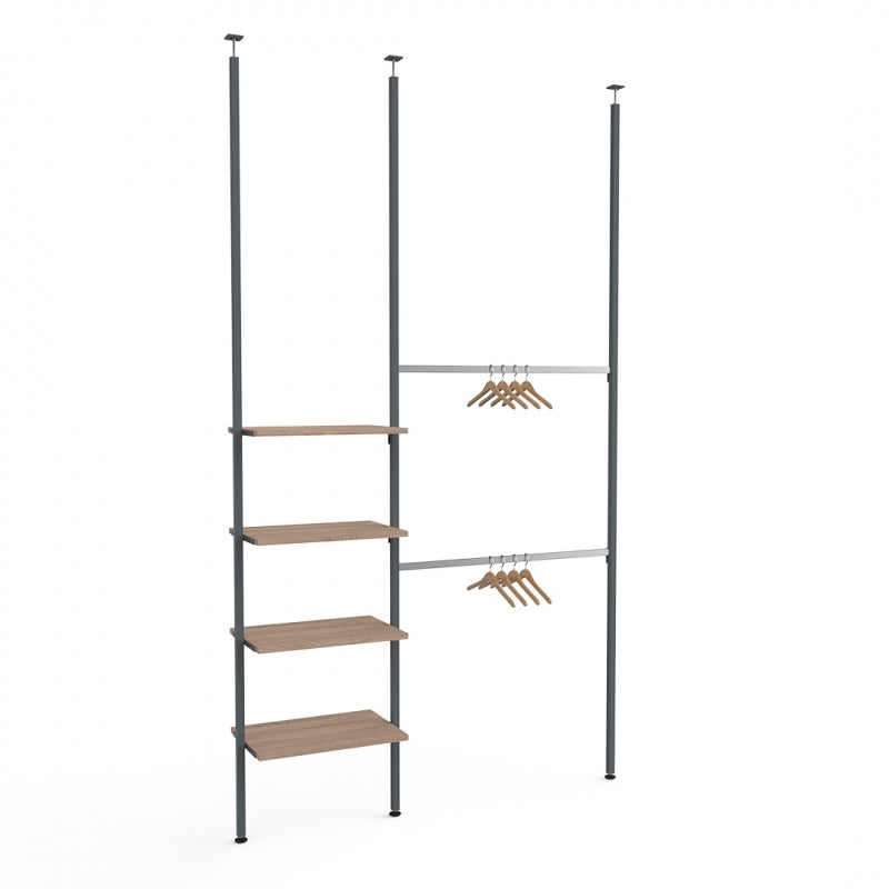 Système d’agencement sol-plafond Triplo H297 cm en acier, structure réglable 30×30 mm pour aménagement de boutique professionnel