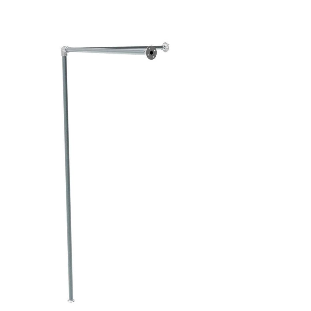 Structure de cabine d'essayage d'angle en tube galvanisé brut 34,5 mm, style industriel, H 220 cm