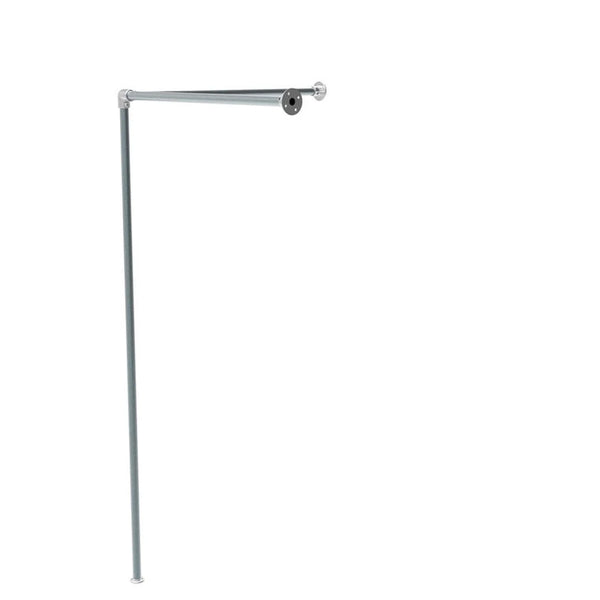 Structure de cabine d'essayage d'angle en tube galvanisé brut 34,5 mm, style industriel, H 220 cm