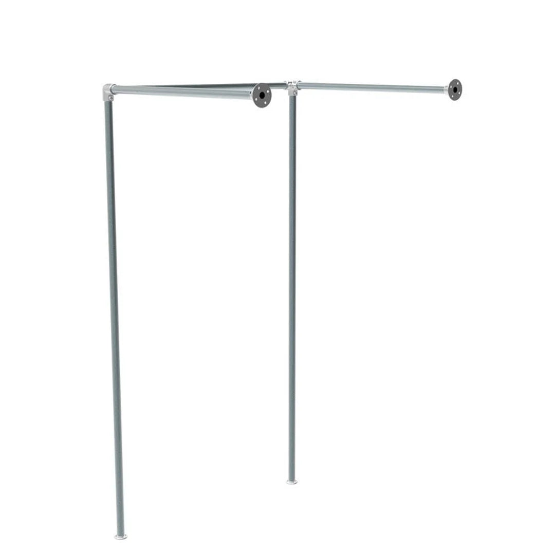 Structure de cabine d'essayage linéaire en tube galvanisé brut 34,5 mm, 100×100×220 cm, style industriel