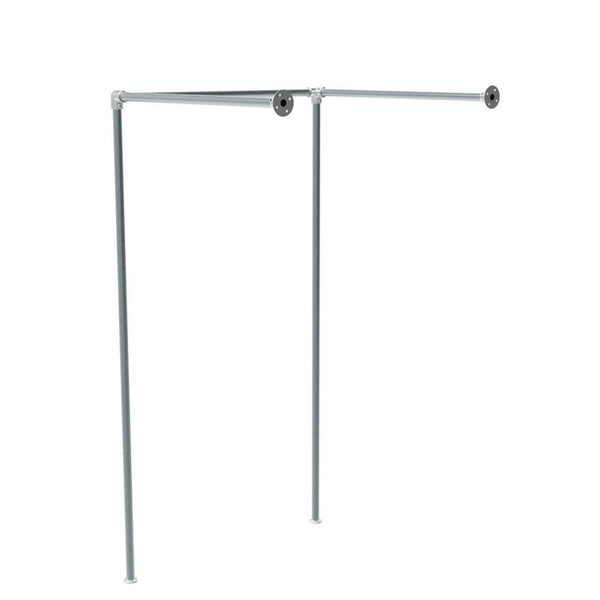 Structure de cabine d'essayage linéaire en tube galvanisé brut 34,5 mm, 100×100×220 cm, style industriel