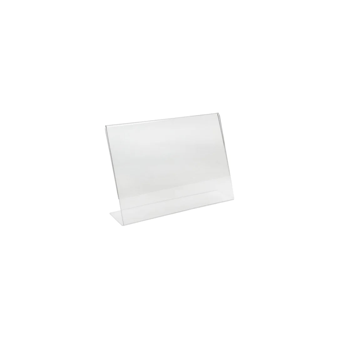 Support acrylique transparent incliné pour affichage paysage A4 A5, usage comptoir ou bureau